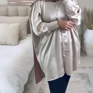 Satin batwing shirt