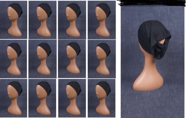 Set of 12 black tube caps
