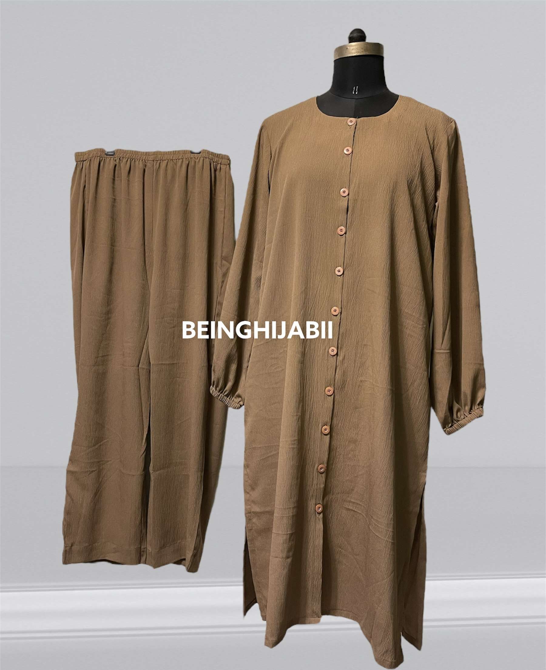 Modest co-ord – light brown